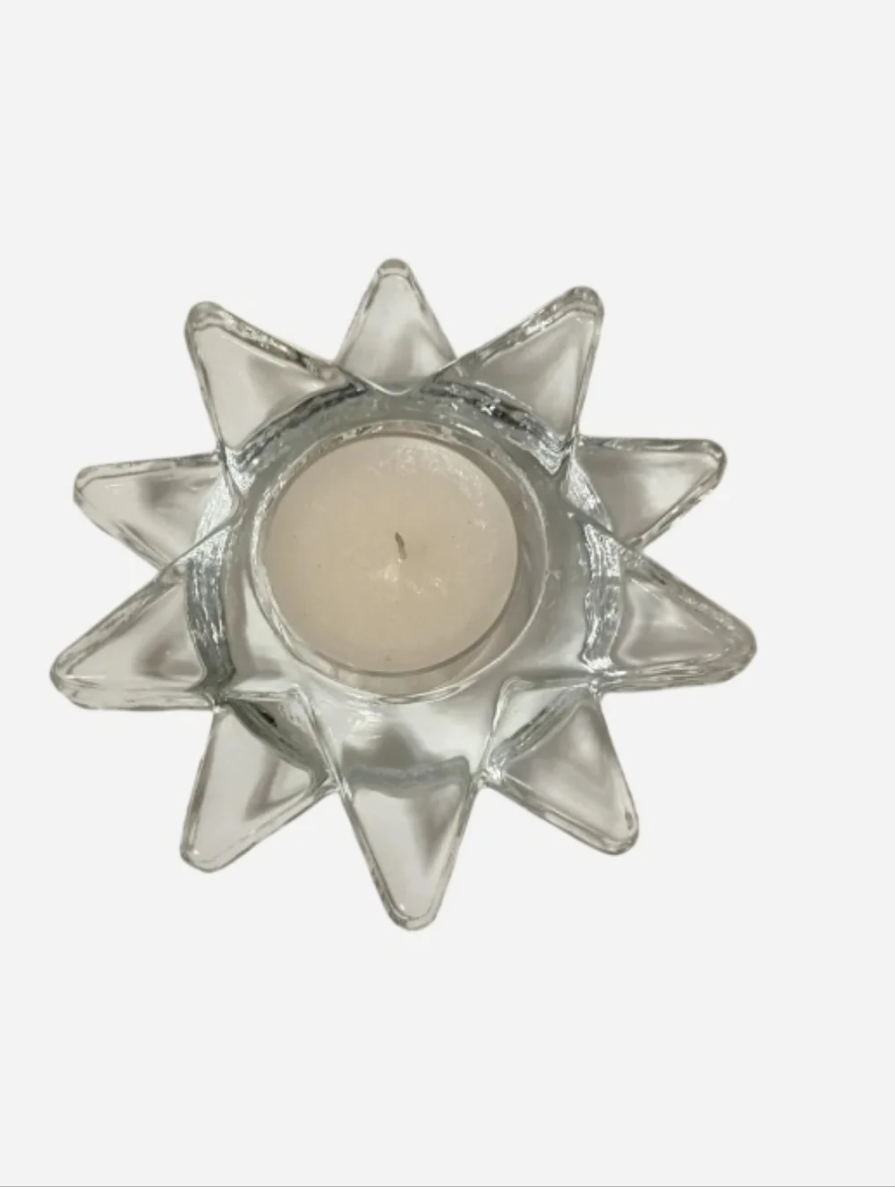 VTG 2005 PartyLite Clear Glass "Flaming Star" Tea light Candle Holder - Picture 2 of 7